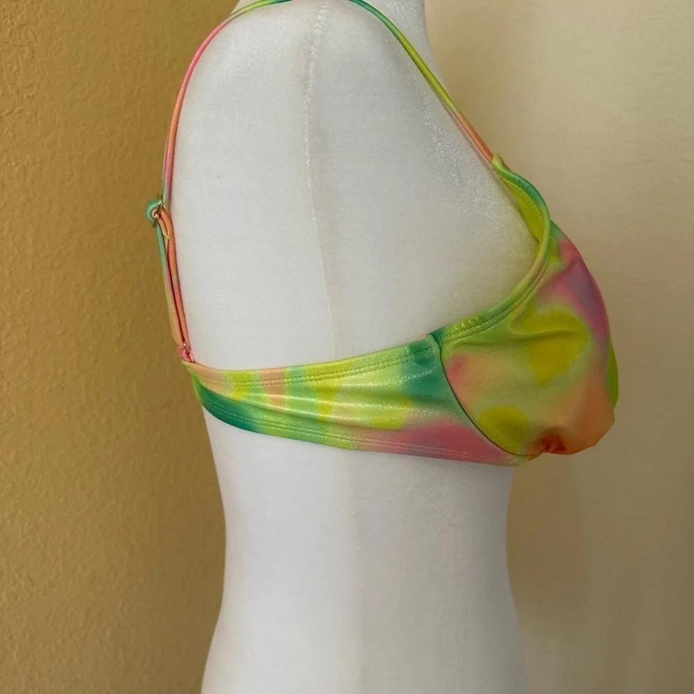 NWT No Boundaries multi color bikini top with gold shimmer (Junior)Sz L 11-13
